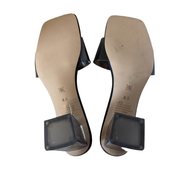 Vintage 90s BCBG Gray Plastic Mules Chunky Lucite Heel Square Toe Size 8.5 - Picture 6 of 8